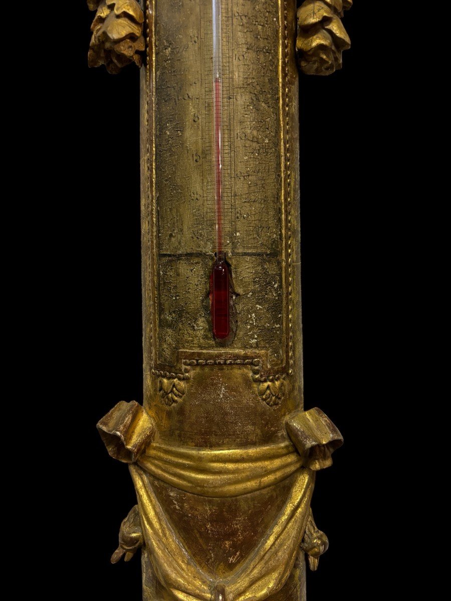 Large Muret Barometer In Paris In Gilded Wood 18th Century-photo-1