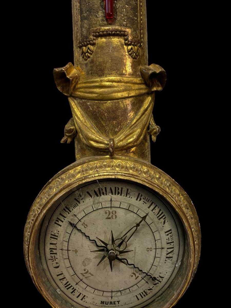 Large Muret Barometer In Paris In Gilded Wood 18th Century-photo-2