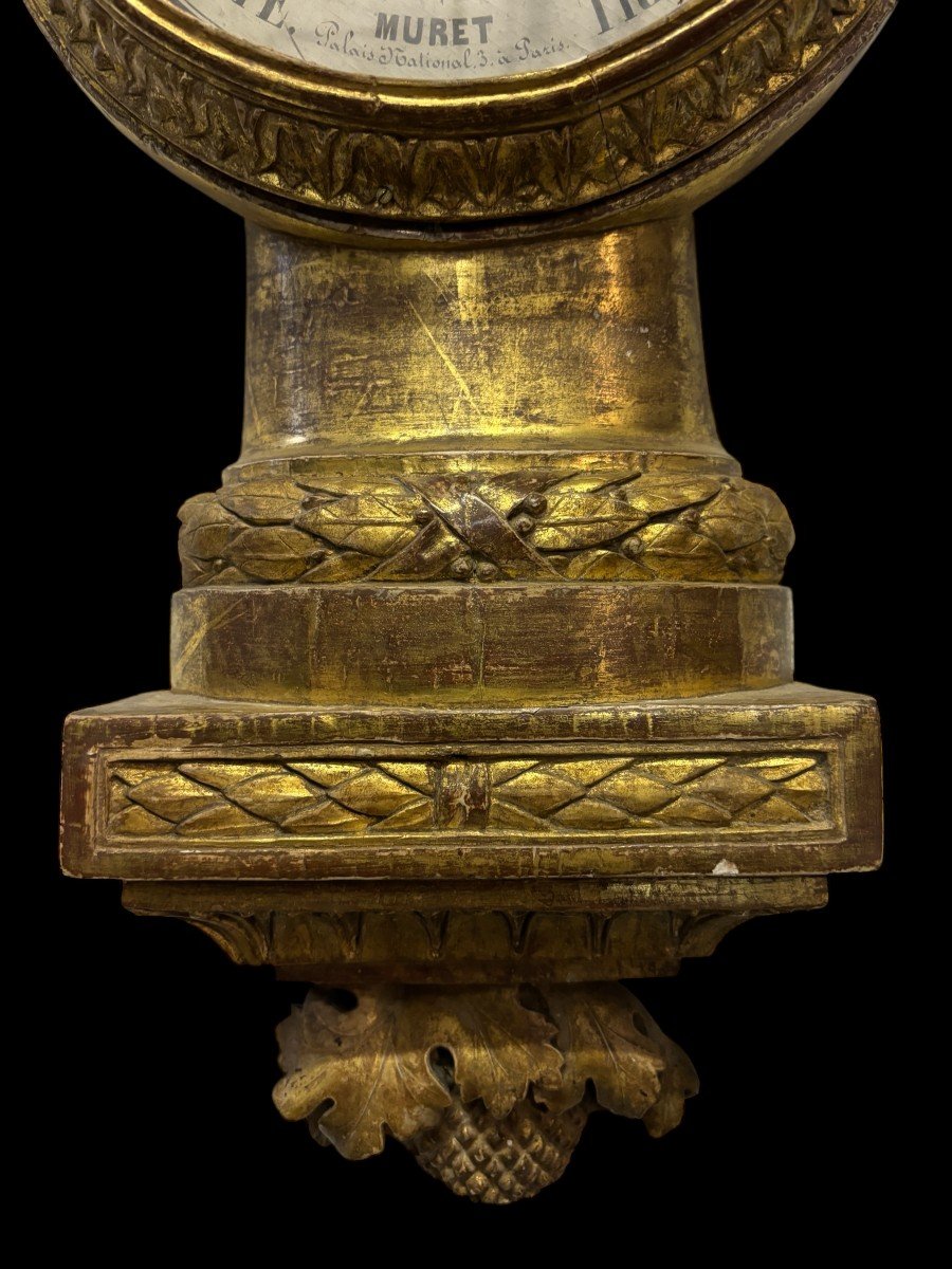 Large Muret Barometer In Paris In Gilded Wood 18th Century-photo-4