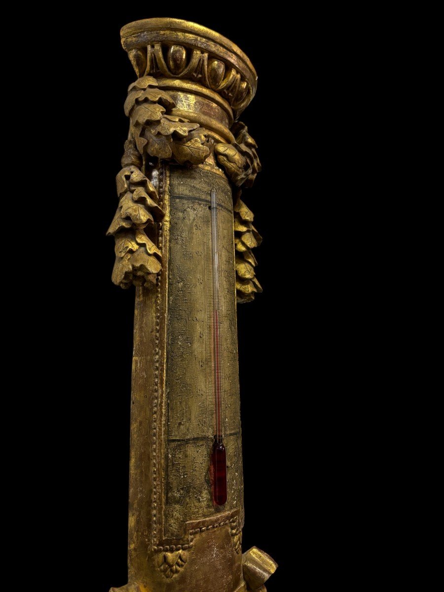 Large Muret Barometer In Paris In Gilded Wood 18th Century-photo-6