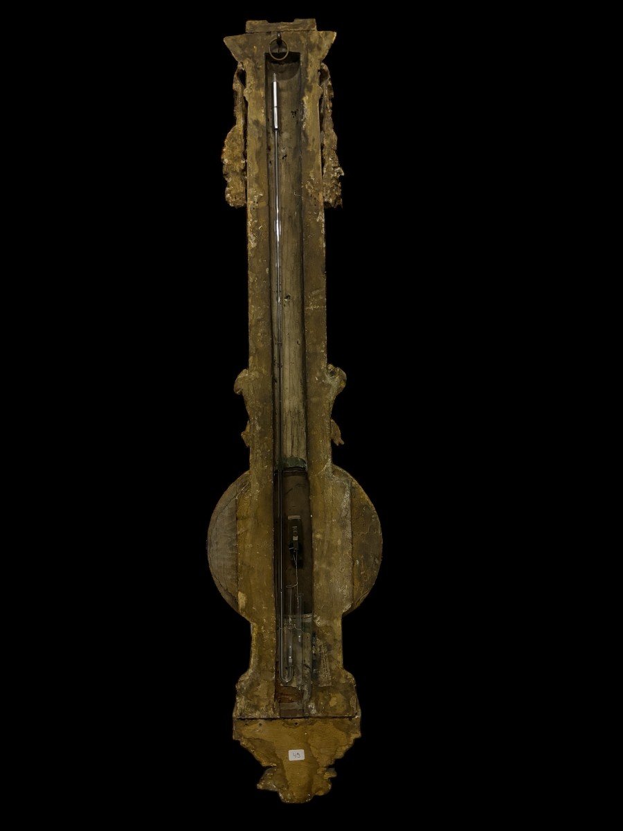 Large Muret Barometer In Paris In Gilded Wood 18th Century-photo-7