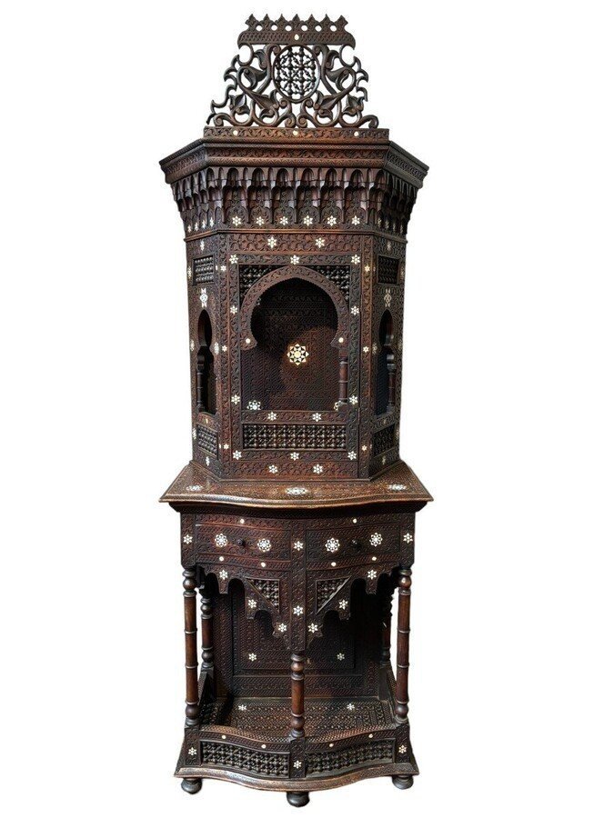 Carved Furniture With Ebony And Mother-of-pearl Inlays. Syria, Early 19th Century.-photo-2