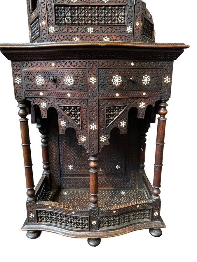 Carved Furniture With Ebony And Mother-of-pearl Inlays. Syria, Early 19th Century.-photo-4