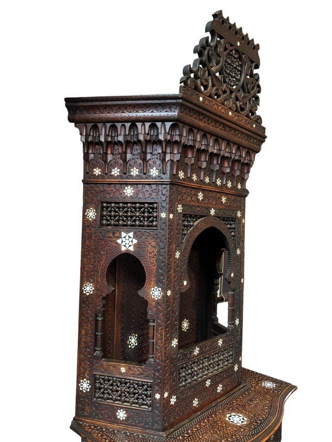 Carved Furniture With Ebony And Mother-of-pearl Inlays. Syria, Early 19th Century.-photo-1