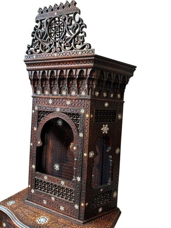 Carved Furniture With Ebony And Mother-of-pearl Inlays. Syria, Early 19th Century.-photo-3