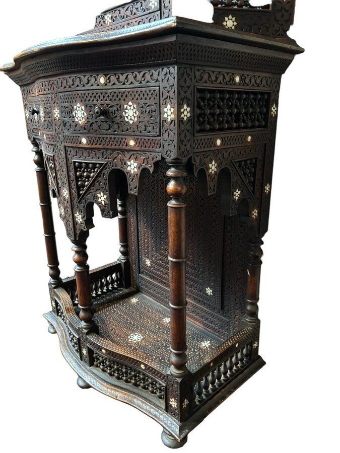 Carved Furniture With Ebony And Mother-of-pearl Inlays. Syria, Early 19th Century.-photo-4