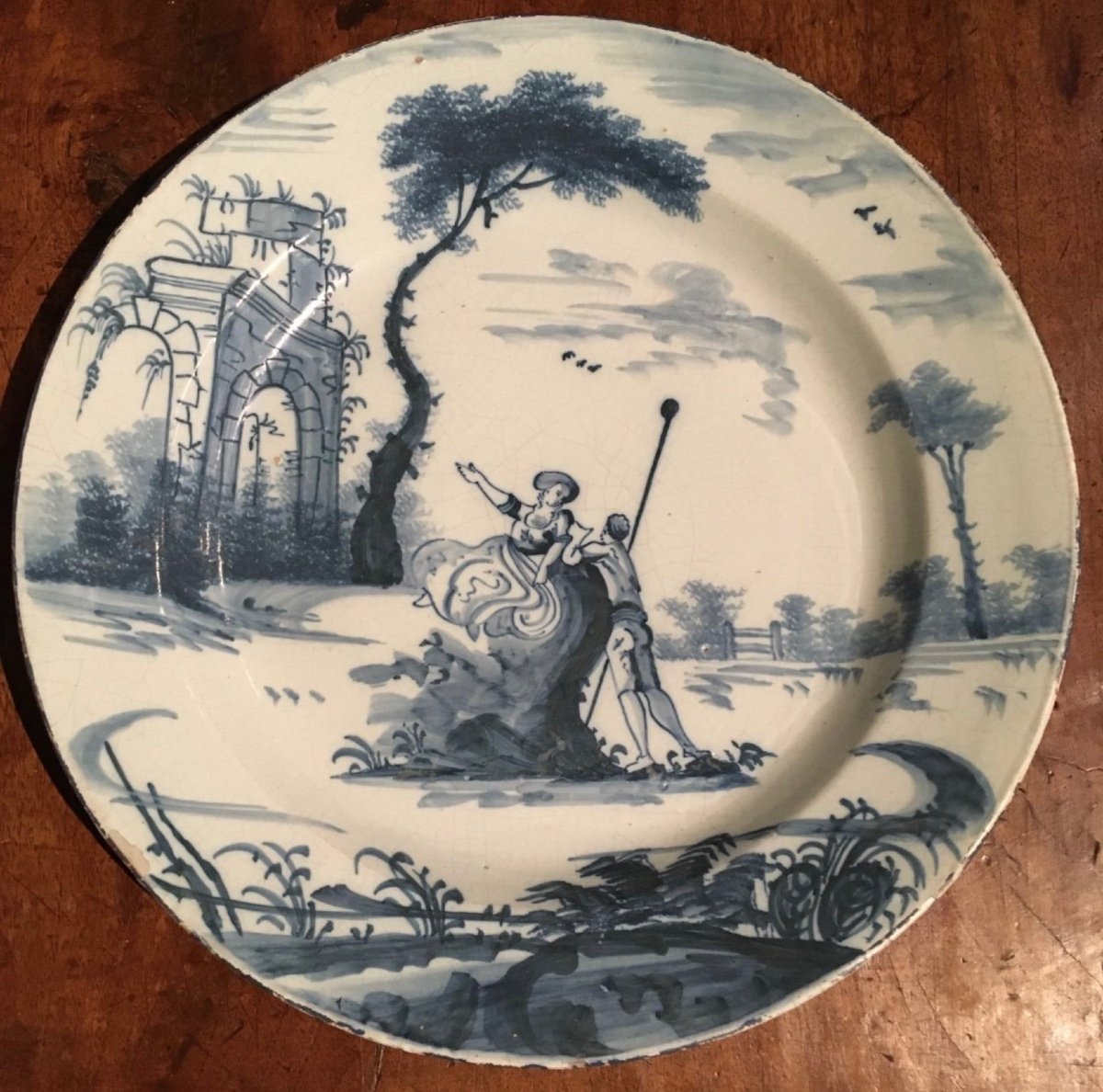 Large 18th Century Earthenware Plate -photo-2