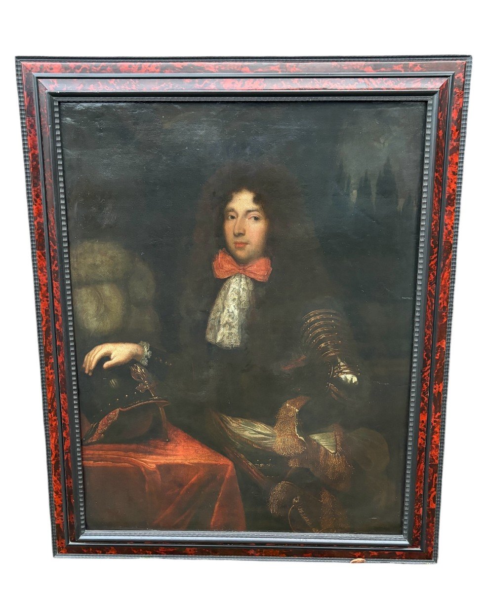 Grand Portrait Du Roi Louis XIV, Huile Sur Toile, 17e Siècle.