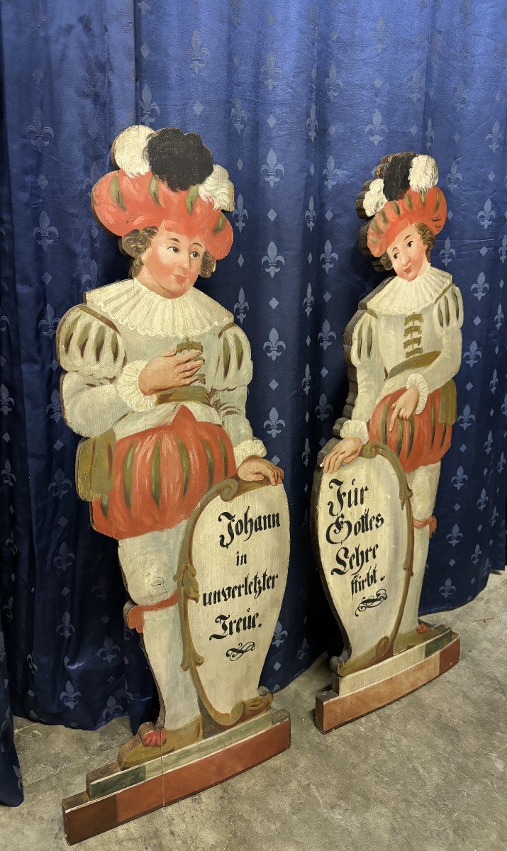 Pair Of Painted Wood Fireplace Guards, 18th Century.-photo-2