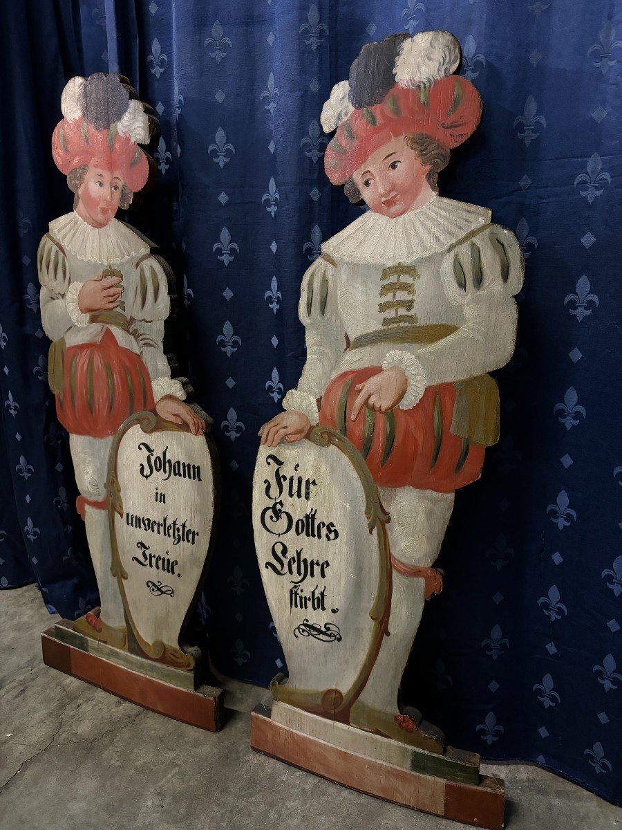 Pair Of Painted Wood Fireplace Guards, 18th Century.-photo-4