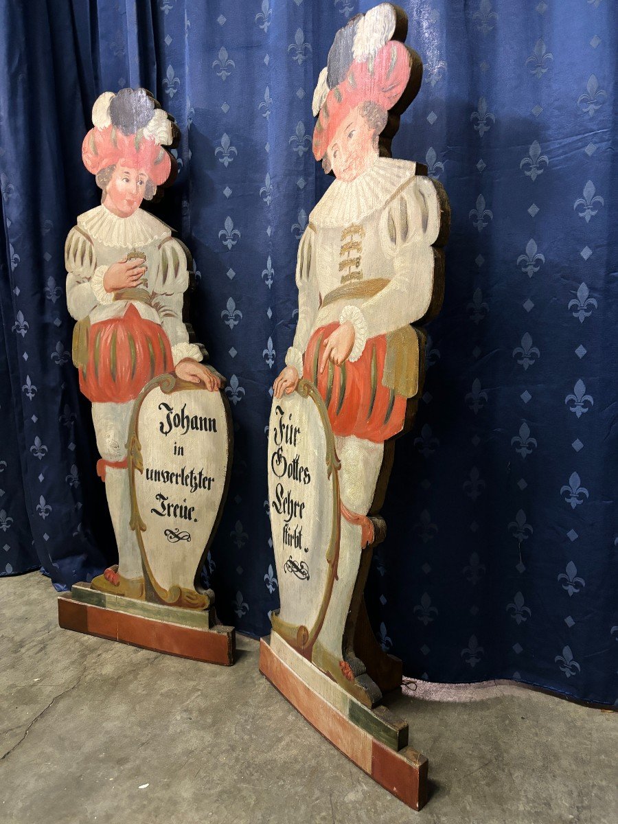 Pair Of Painted Wood Fireplace Guards, 18th Century.-photo-8