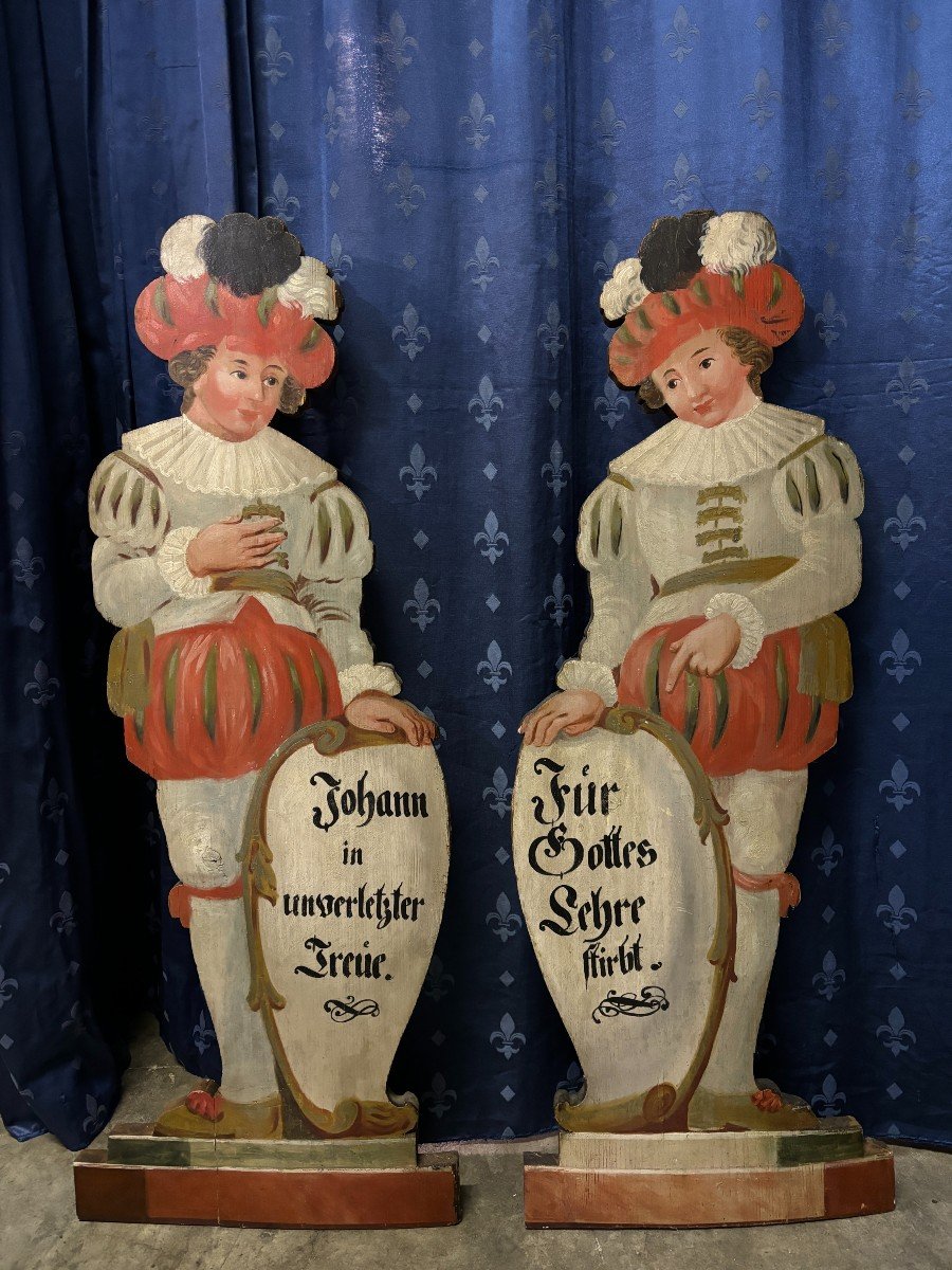 Pair Of Painted Wood Fireplace Guards, 18th Century.