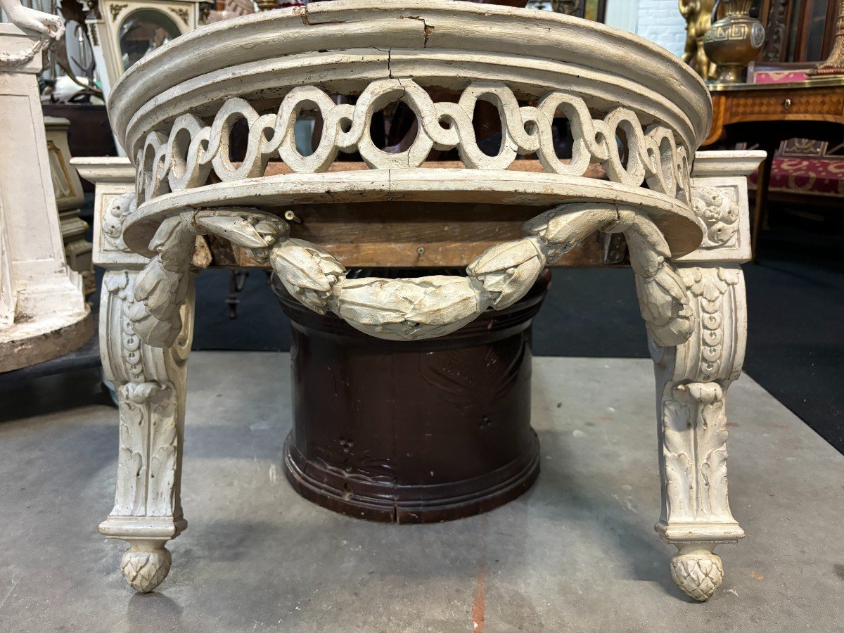 Beautiful Louis XVI Style Wall Console In Painted Wood, 18th Century. -photo-5