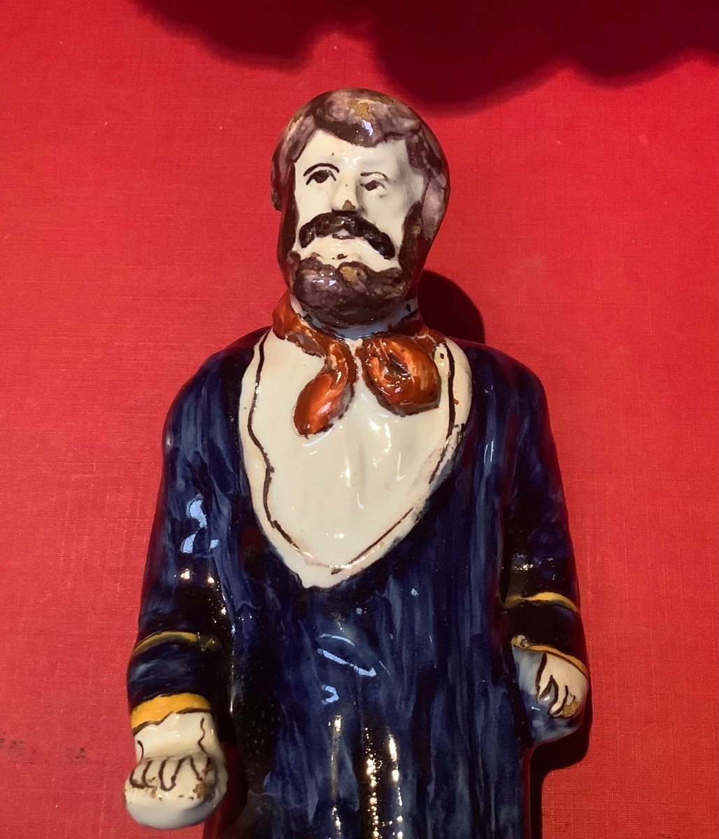 Jules Verne, Colored Earthenware Height: 18 Cm -photo-7