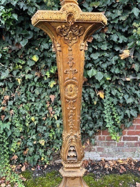 Large 19th Century Regency Style Torchère In Gilded Wood (166 Cm)-photo-4