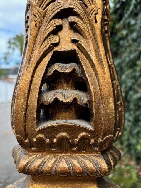 Large 19th Century Regency Style Torchère In Gilded Wood (166 Cm)-photo-5