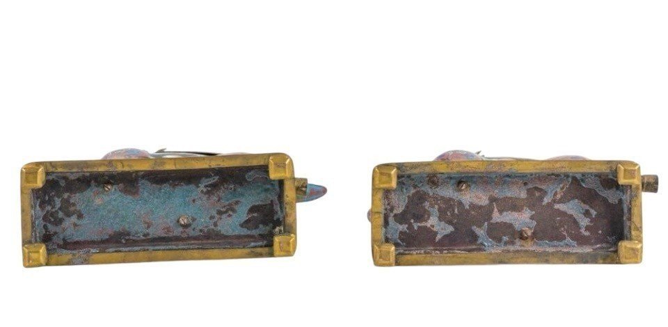 Pair Of Chinese Deer Incense Burners In Gloisonné Enamel, Late 19th Century.-photo-6