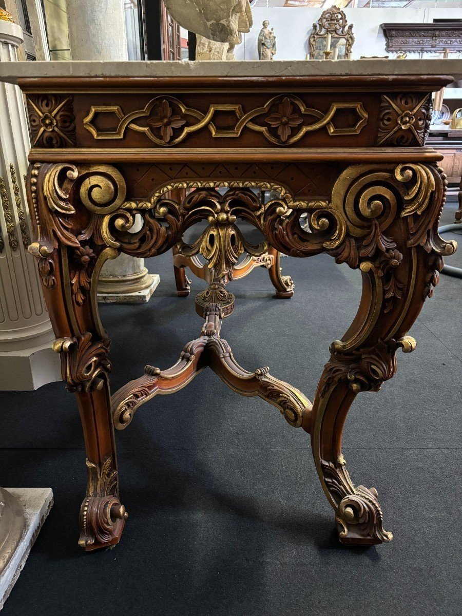 Large Decorative Console In Carved Wood, 20th Century.-photo-2