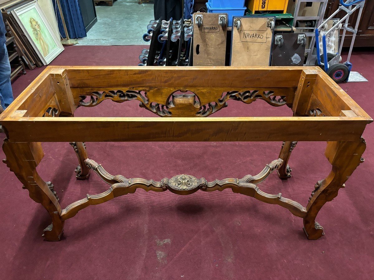 Large Decorative Console In Carved Wood, 20th Century.-photo-8