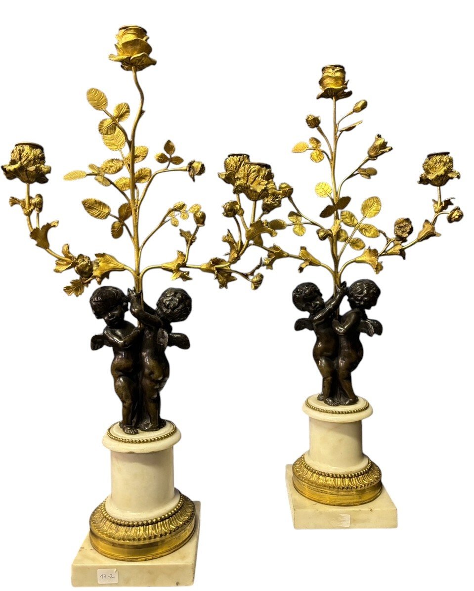 Pair Of Napoleon III Bronze Candelabras “2 Angels”