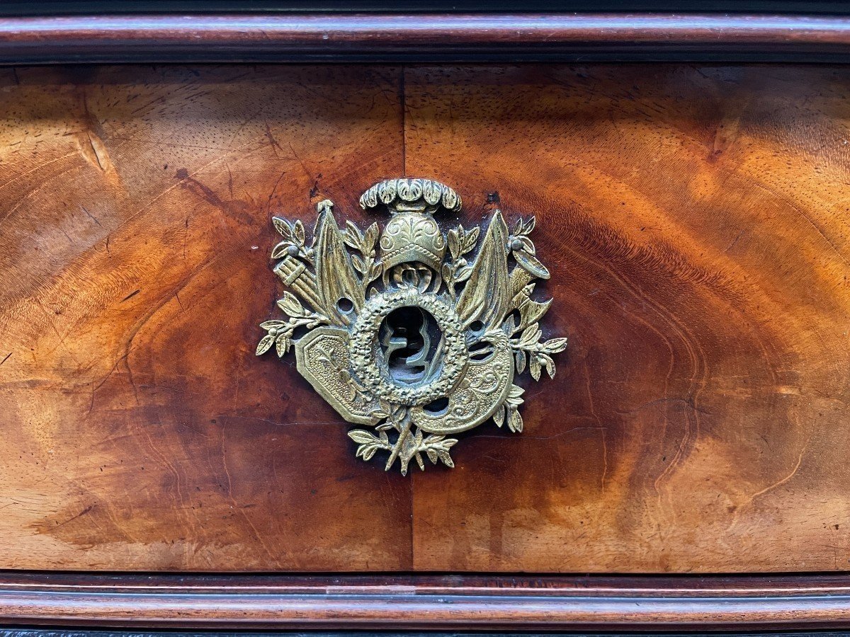 Large Empire Period Desk Stamped In Mahogany And Gilt Bronze.-photo-5