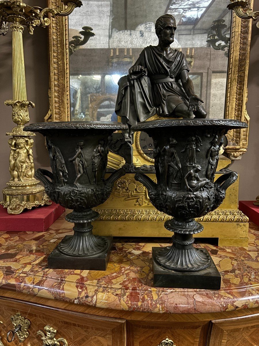 Pair Of "medici" Bronze Vases, 20th Century.-photo-8