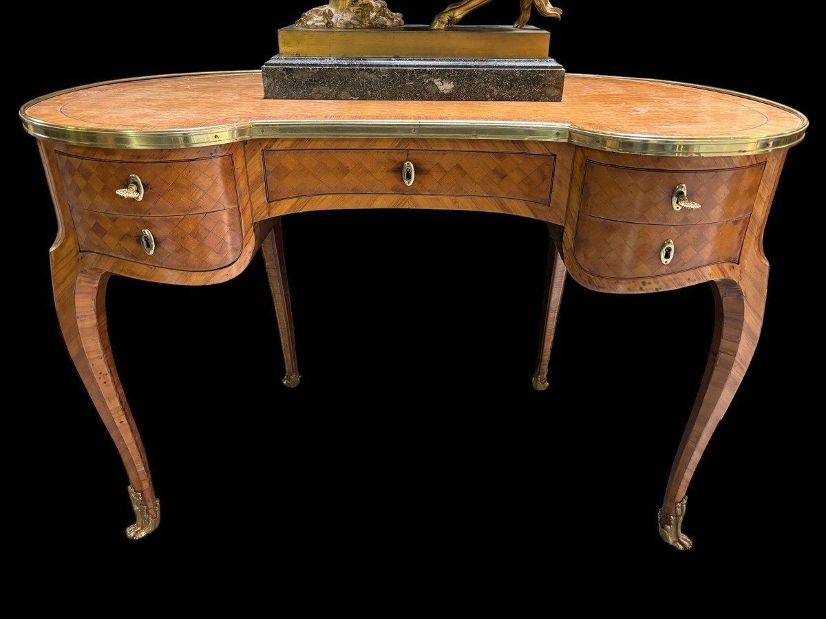 Beautiful French Parquet Desk In Louis XV Style, 19th Century.-photo-8