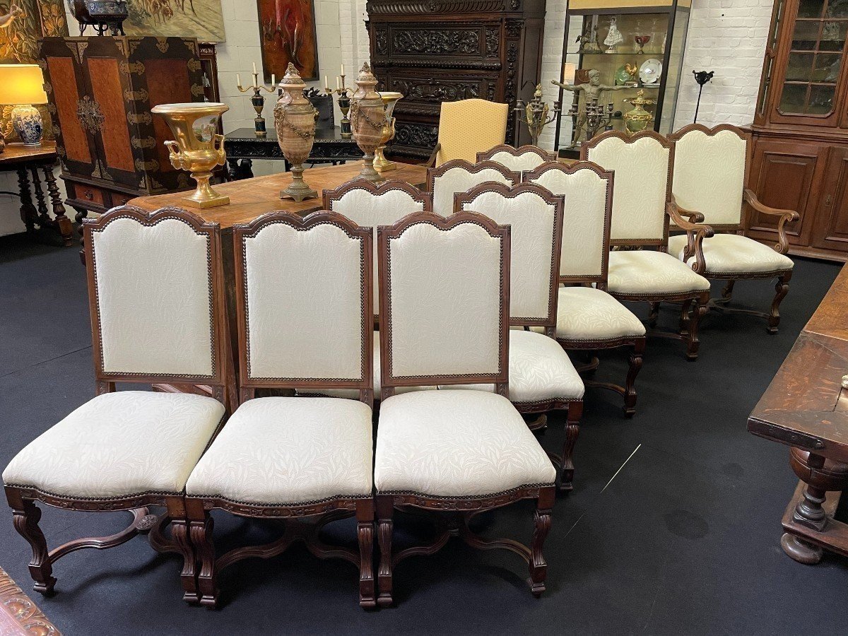 Set Of 10 Regency Style Walnut Chairs 1900-photo-2