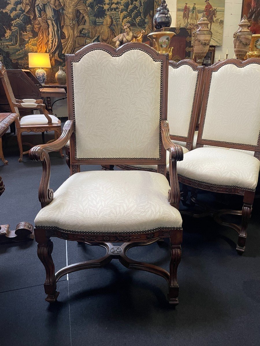 Set Of 10 Regency Style Walnut Chairs 1900-photo-3