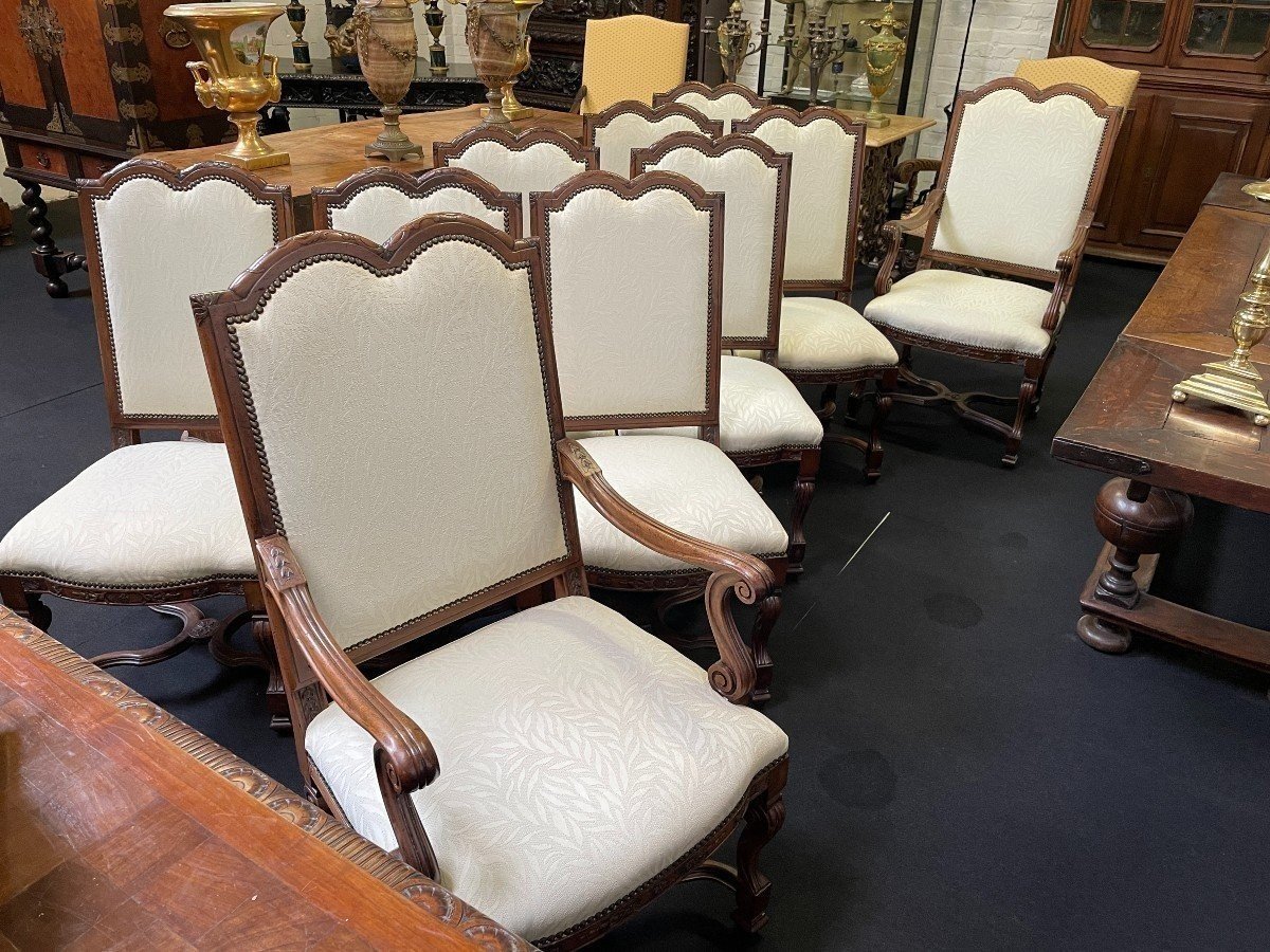 Set Of 10 Regency Style Walnut Chairs 1900-photo-1