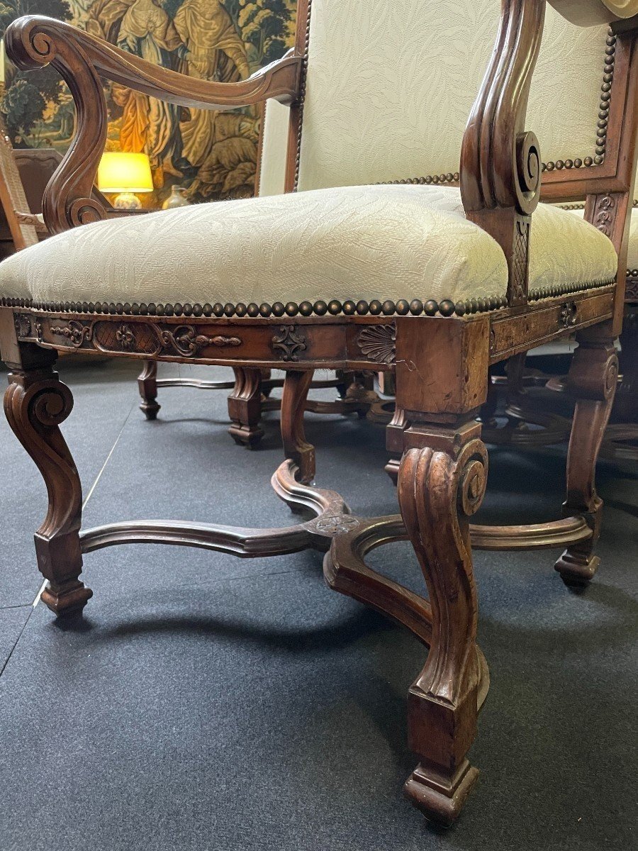 Set Of 10 Regency Style Walnut Chairs 1900-photo-2