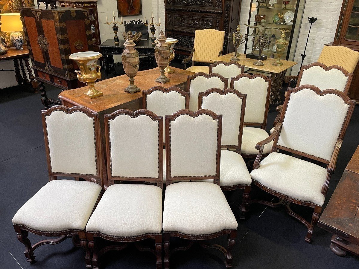 Set Of 10 Regency Style Walnut Chairs 1900-photo-4