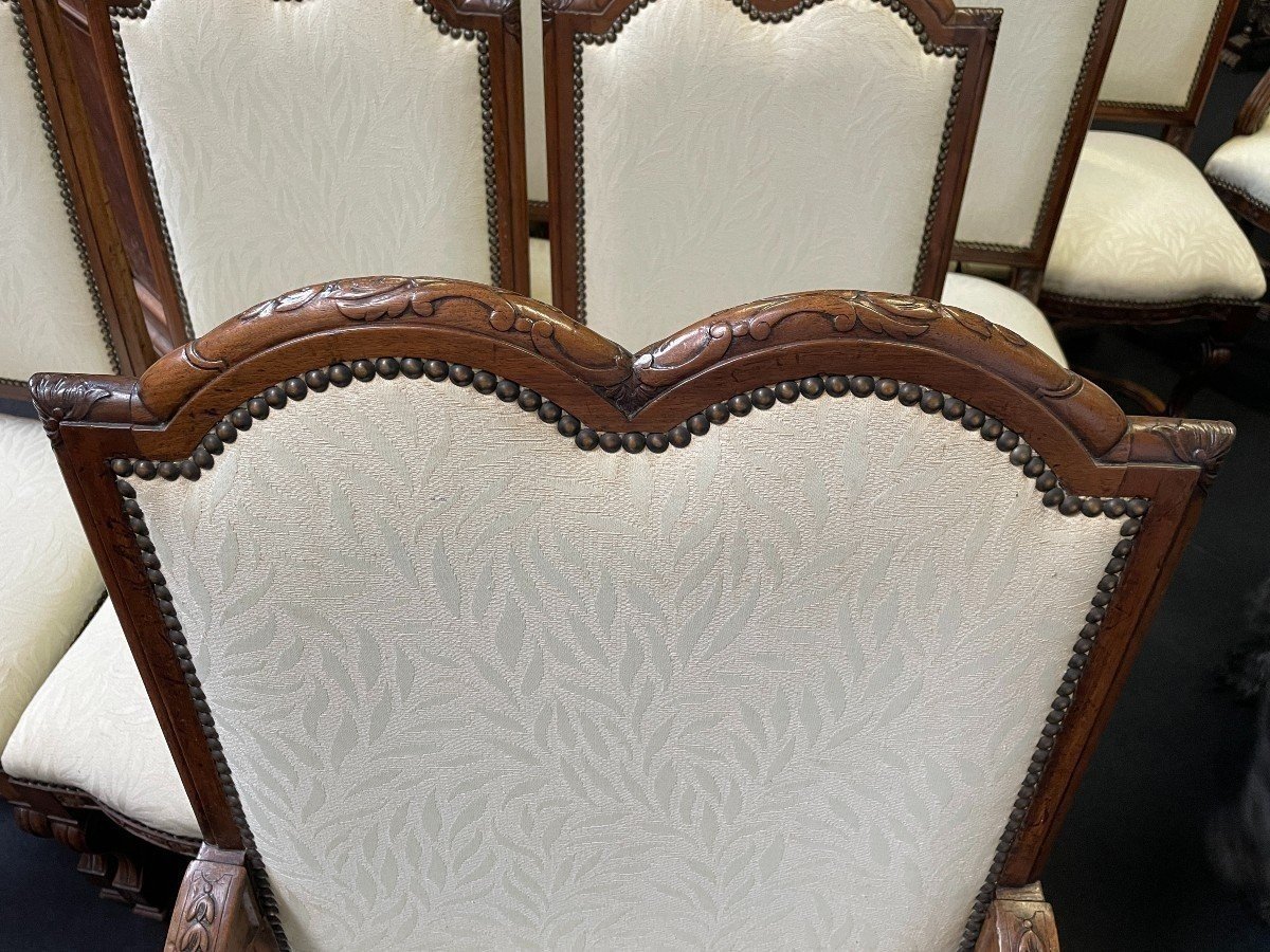 Set Of 10 Regency Style Walnut Chairs 1900-photo-7