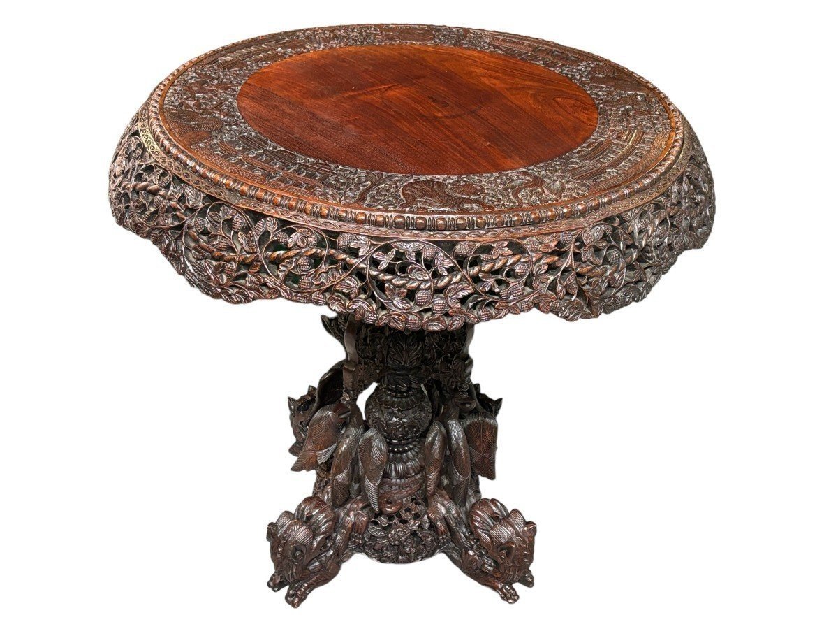 Finely Carved Hardwood Center Table 19th Century.-photo-2