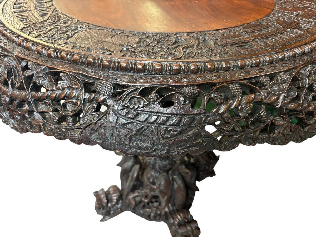 Finely Carved Hardwood Center Table 19th Century.-photo-1