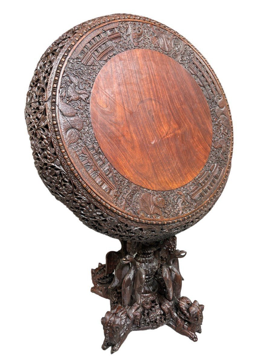 Finely Carved Hardwood Center Table 19th Century.-photo-2