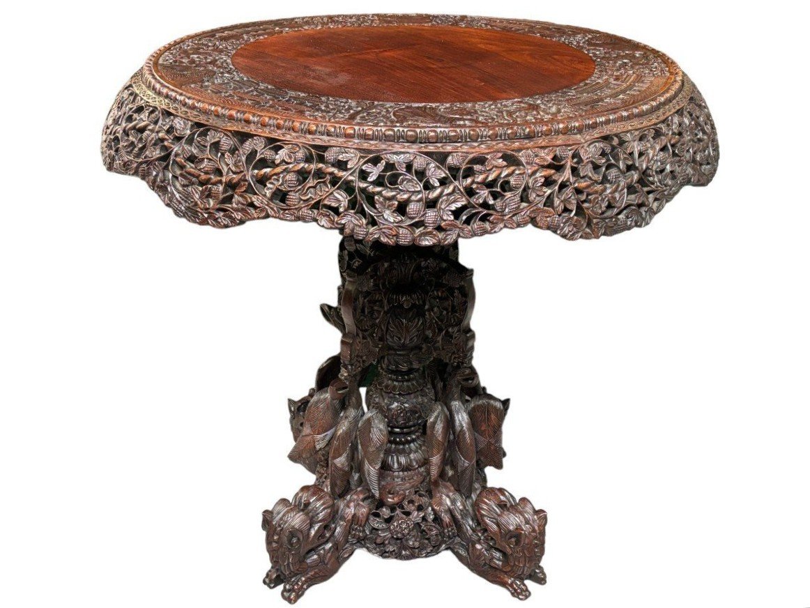 Finely Carved Hardwood Center Table 19th Century.