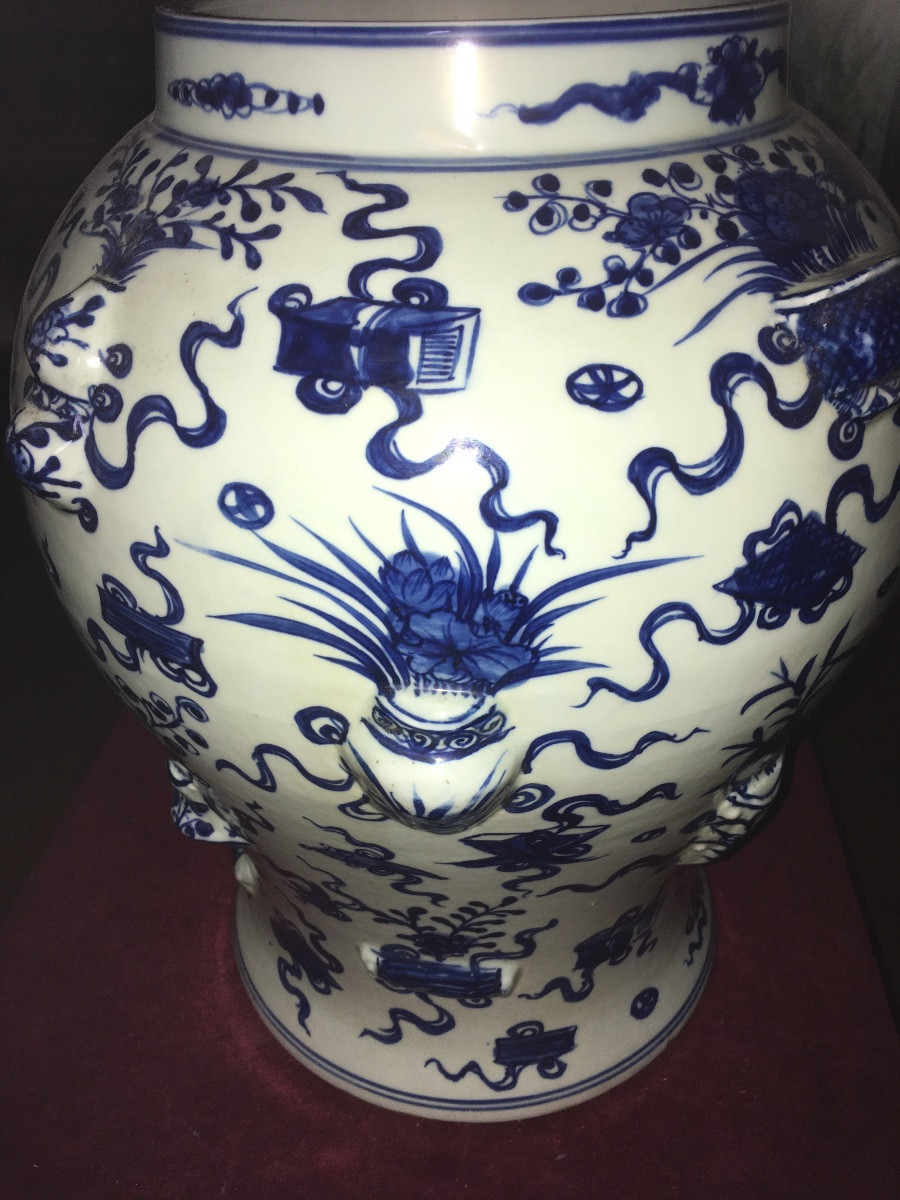 Large Chinese Porcelain Potiche Height: 55 Cm-photo-1