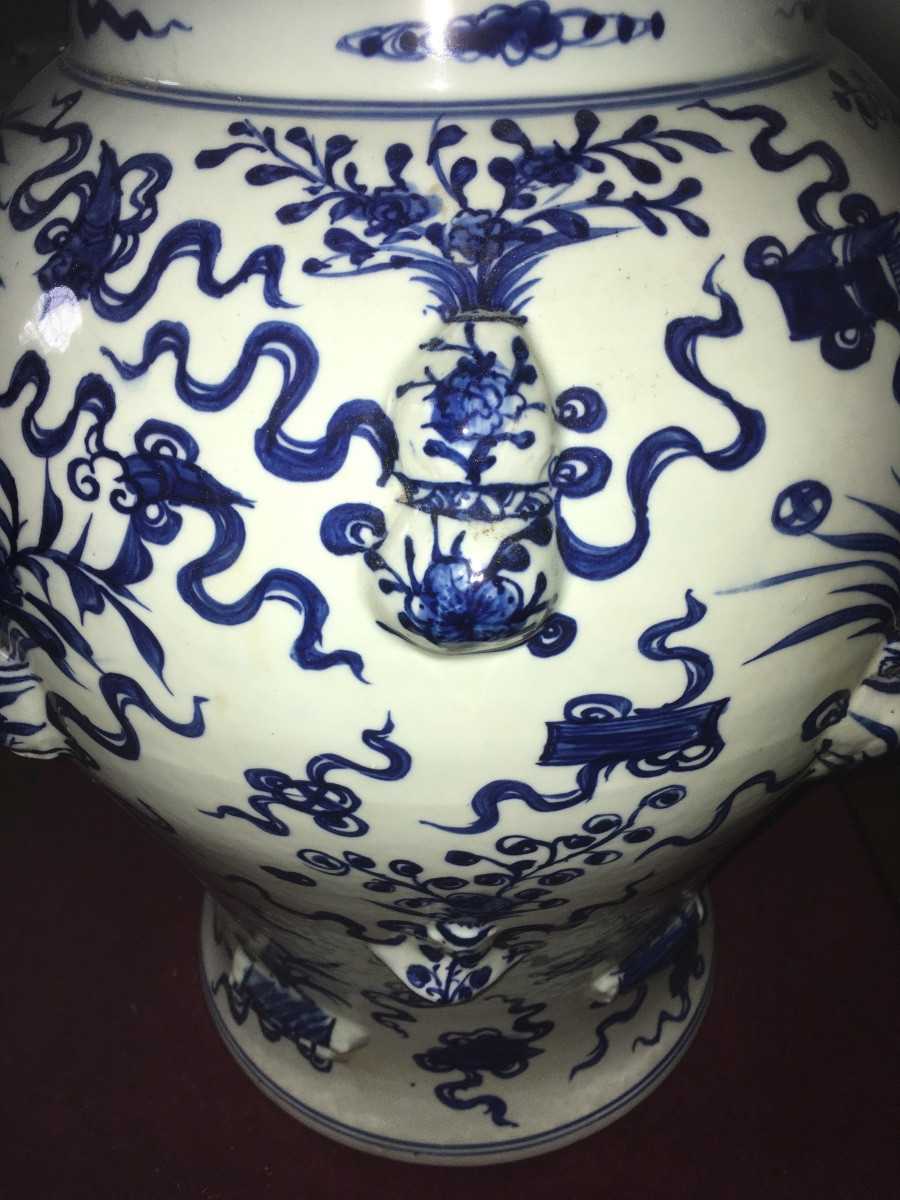 Large Chinese Porcelain Potiche Height: 55 Cm-photo-2