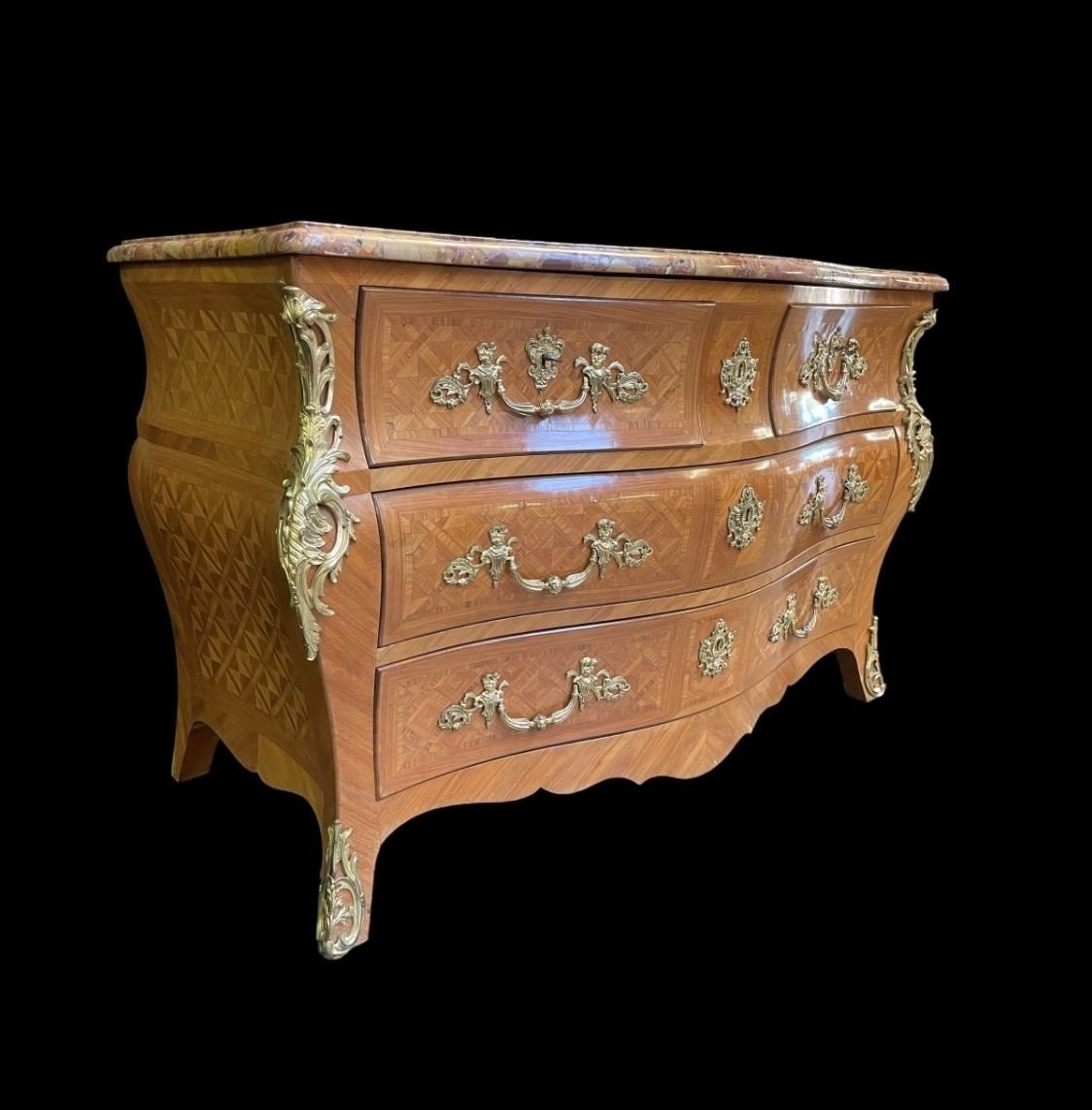 Large Louis XV Style Chest Of Drawers, 19th Century.-photo-2