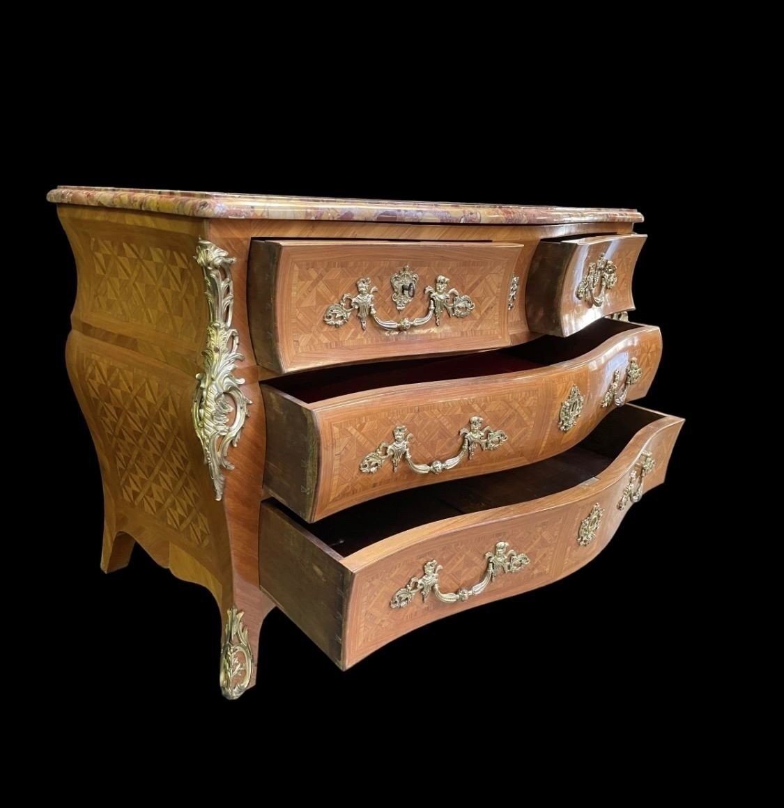 Large Louis XV Style Chest Of Drawers, 19th Century.-photo-6