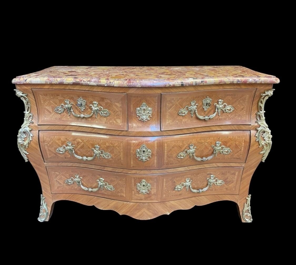 Large Louis XV Style Chest Of Drawers, 19th Century.-photo-8