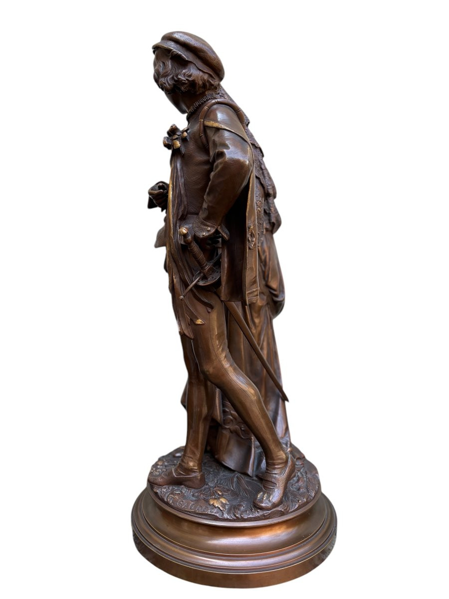 Large Double Bronze Sculpture “nobles” By A.gaudez, 19th Century.-photo-3