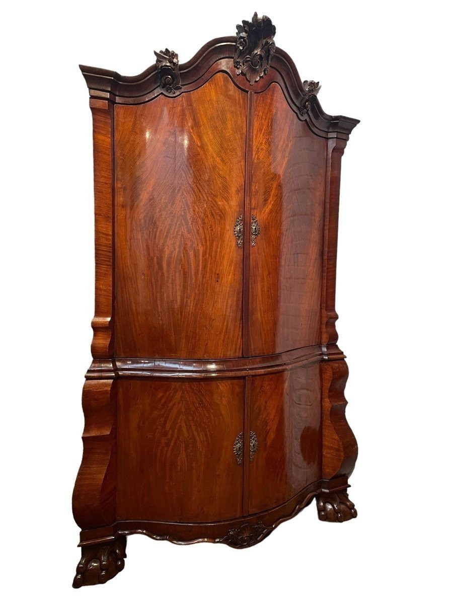 Belle Grande Armoire d'Angle Hollandaise En Acajou 18ème.-photo-2