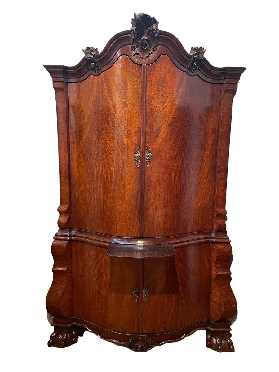 Belle Grande Armoire d'Angle Hollandaise En Acajou 18ème.-photo-6