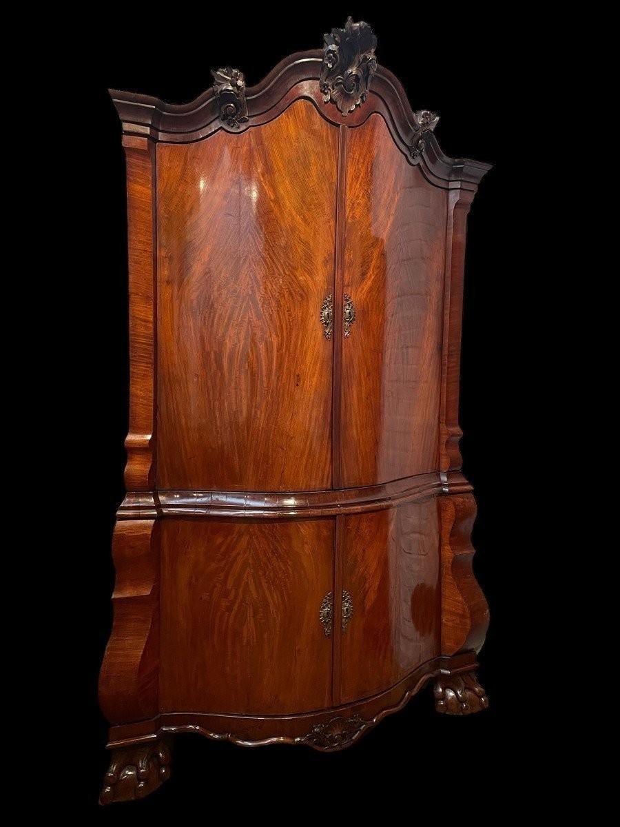 Belle Grande Armoire d'Angle Hollandaise En Acajou 18ème.-photo-8