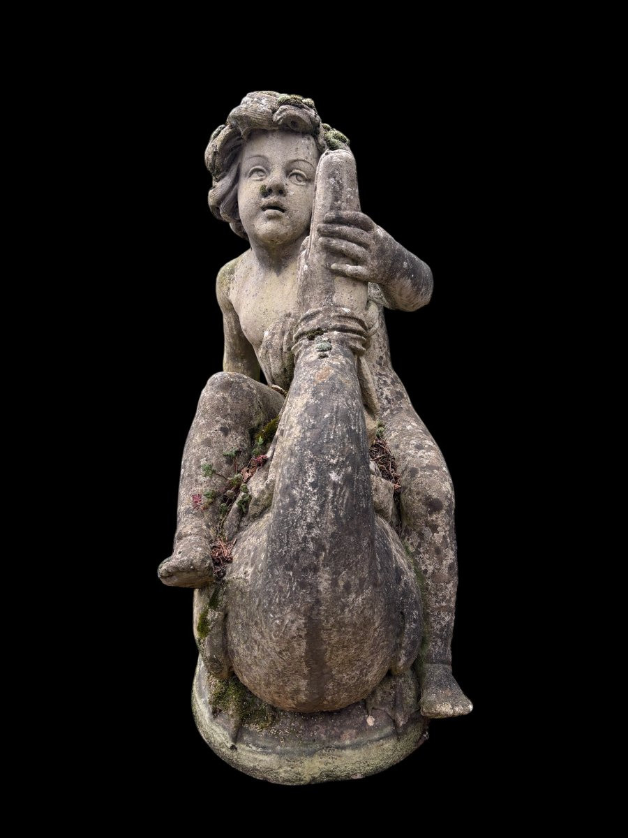 Decorative Fountain "boy On Swan" In Concrete, 20th Century-photo-1