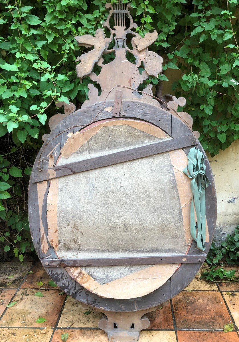 Grand Miroir Décoratif En Bois Sculpté 19ème. ( 156 Cm )-photo-8