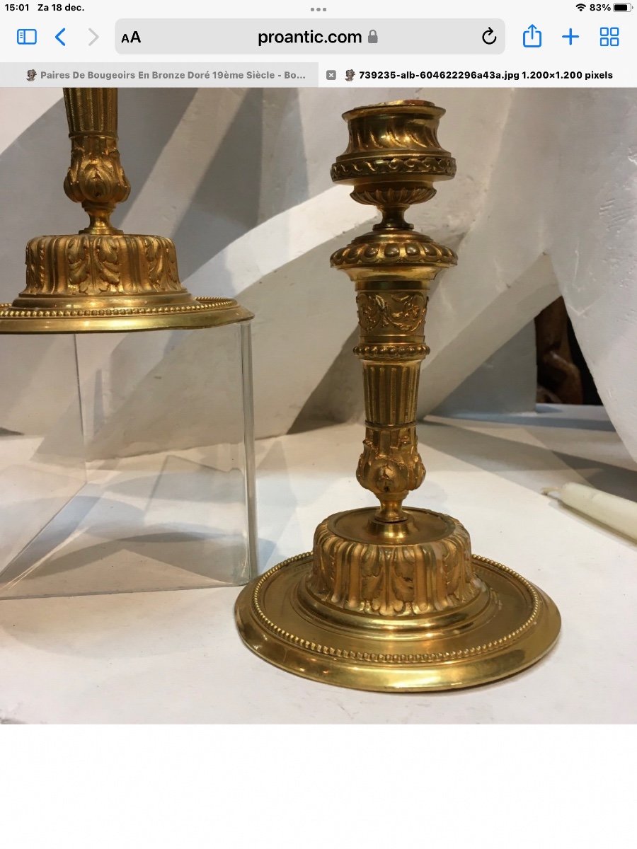 Pairs Of Gilt Bronze Candlesticks-photo-5