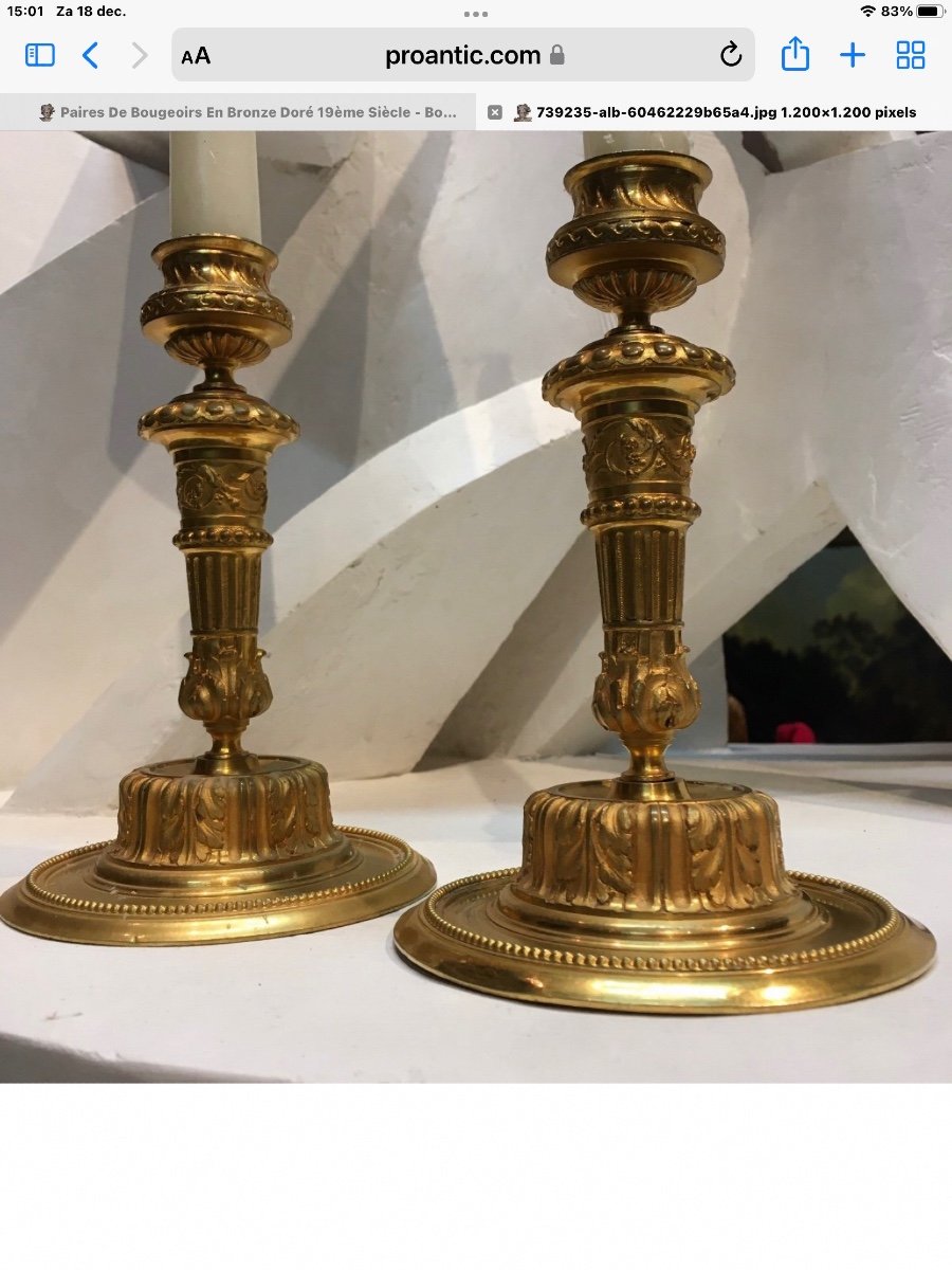 Pairs Of Gilt Bronze Candlesticks-photo-7